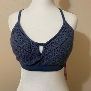 Xhilaration Bikini Top swimwear women’s juniors D/DD navy crocheted NWT